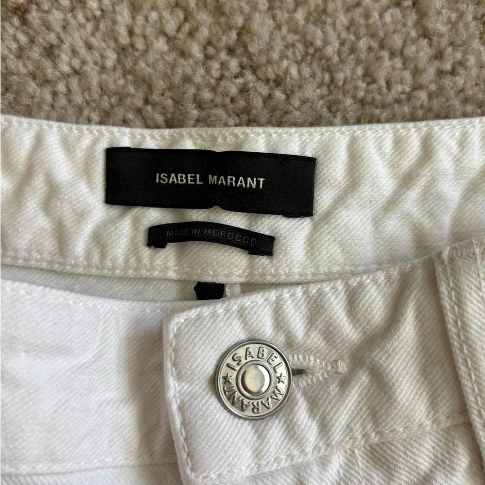 Isabel Marant Natalina wide leg long denim shorts in white size 30